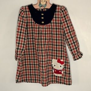 Misha Lulu Hello Kitty plaid dress with corduroy yoke & Hello Kitty appliqué